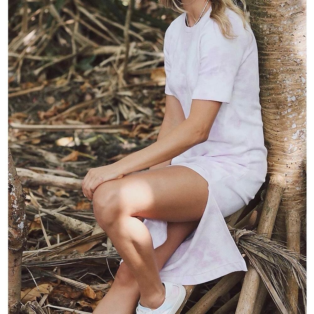 525 America Anthropologie Peach Tie Dye Midi Dress Size Small Minimalist Beach